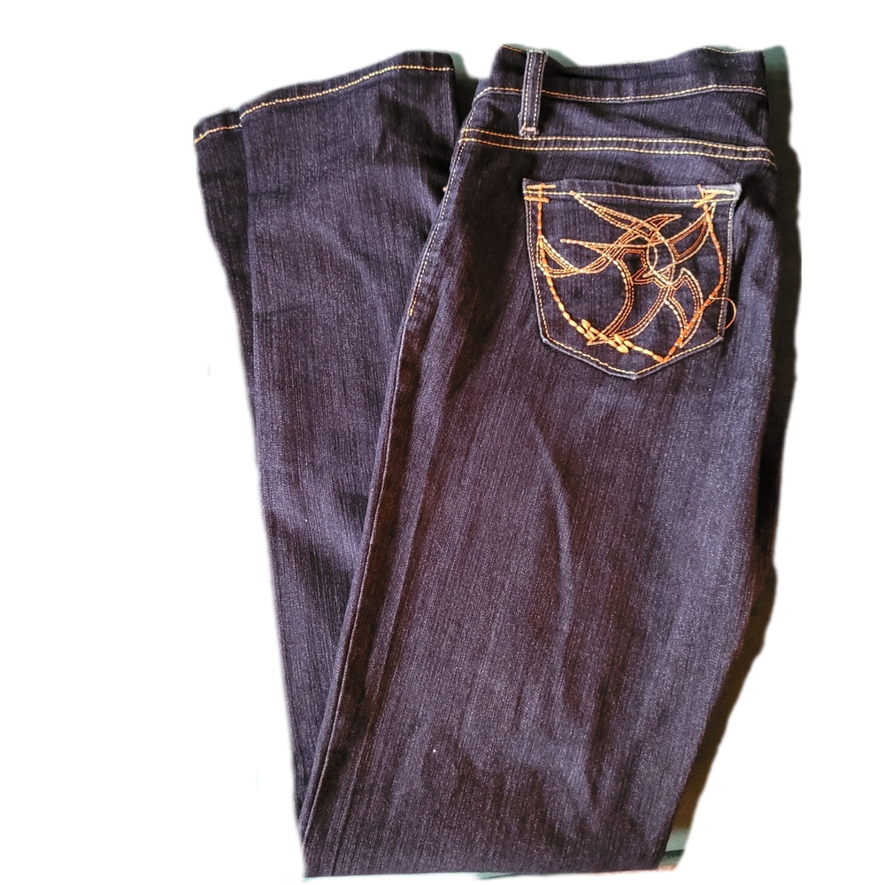 Can Kan Blue Embroidered SKINNY Jeans Size 9